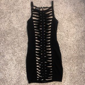 Black with nude undertone bodycon cocktail dress